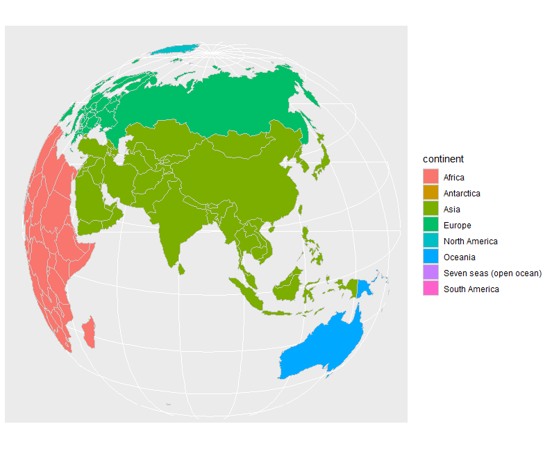 R 世界地図 正距方位図法 Dinov